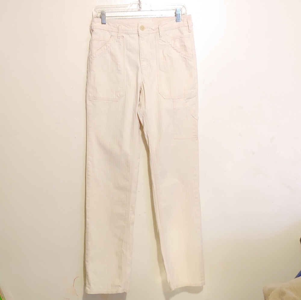 Anthropologie. Cotton off white/ cream pants.